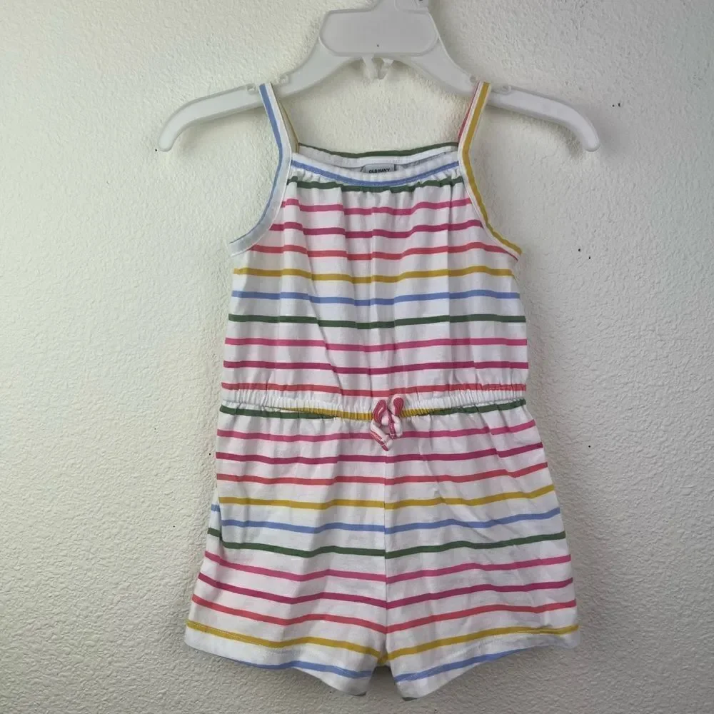 Old Navy Baby girls rainbow stripe shorts romper 6-12 months